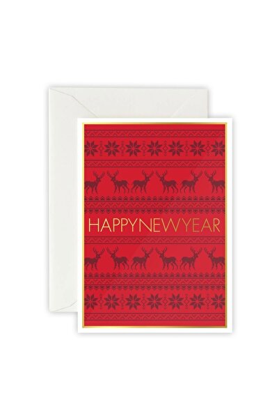 Happy New Year Sweater - Tebrik Kartı, Zarf Ve Sticker Set