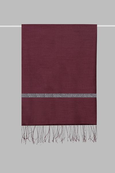 ARMANDA Glitter Striped Shawl - Burgundy-silver
