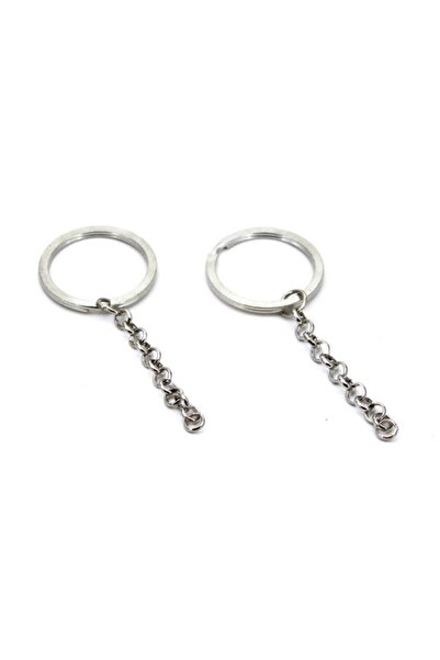 yfhobi 5 Adet - 32 Mm Nikel Kaplama Zincirli Anahtarlık Halkası