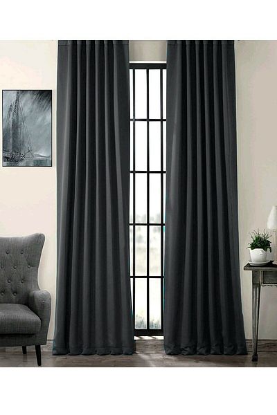 PerdeModa Ultra Darkening Anthracite Blackout Background Curtain with Enxboy Option and Plain Sewing Extaphore