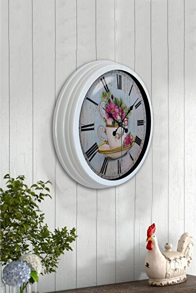 Kasva Concept Dekoratif Hediyelik 40 Cm Beyaz Metal Mutfak Duvar Saati