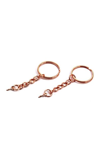 yfhobi 5 Adet - 25 Mm Rose Kaplama Zincirli Anahtarlık Halkası Ve 5x10 Mm Vid...