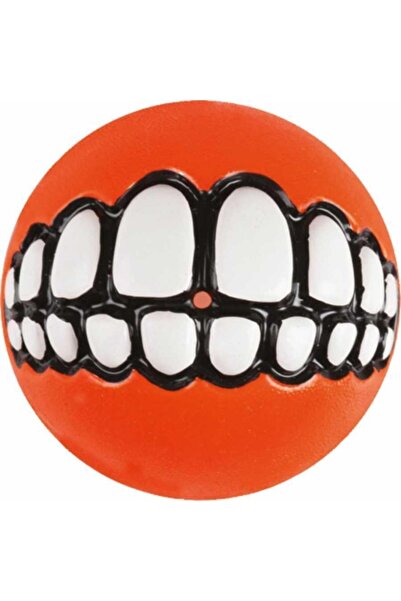 M-PETS كرة منقوشة على شكل أسنان من Rogz Grınz برتقالية -s- 4.9 سم