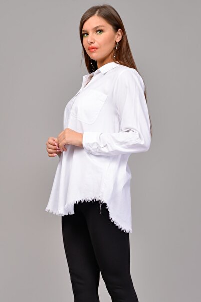 TUSSE Cămașă albă din bumbac Battal pentru femei