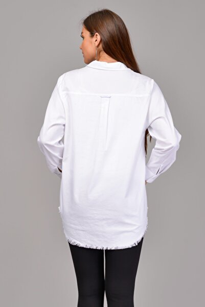 TUSSE Cămașă albă din bumbac Battal pentru femei