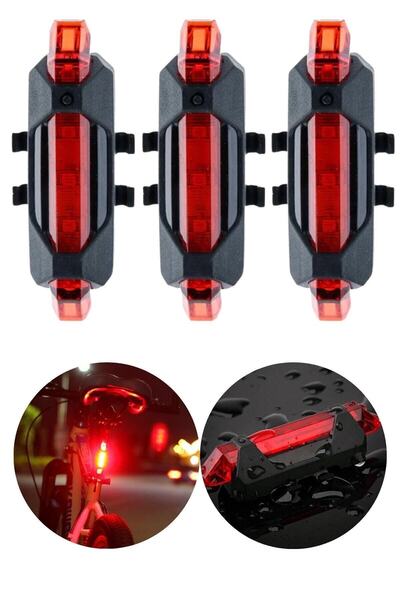 Buffer 3 Adet Usb Şarj Edilebilir Parlak Bisiklet Led Lamba Su Geçirmez Güven...