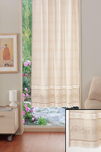 ÖDEL HOME Ajurlu Dantelli Iplik Işlemeli Perde