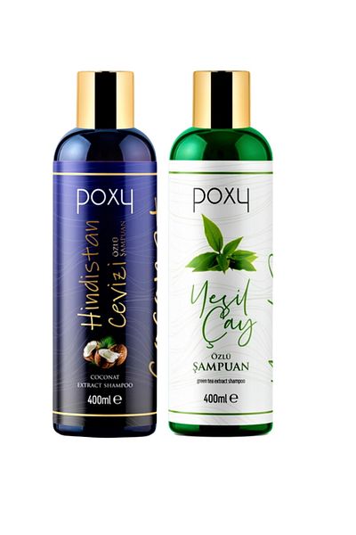 Poxy 400 Ml Green Tea Extract Coconut Shampoo - Special for Fine Hair