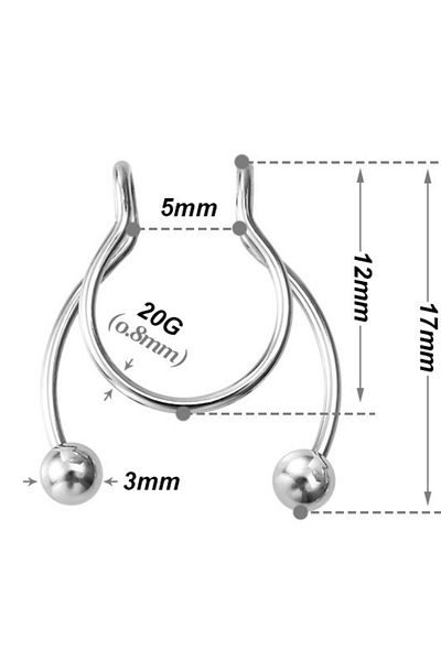 axexuar Silver Color Snap-On Snap-On Compression Surgical Steel Non-Perforated Septum Fake Piercing to Nose