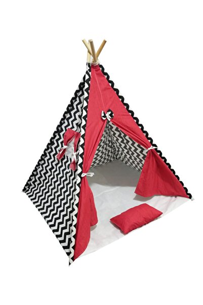 miniks Pamuk Ahşap Çocuk Oyun Çadırı Kızılderili Çadırı Oyun Evi Yastık