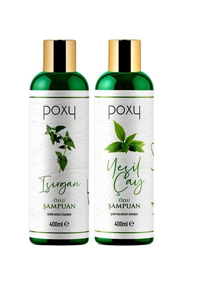 Poxy Green Tea Extract Nettle Shampoo - 400 Ml & Special for Fine Hair