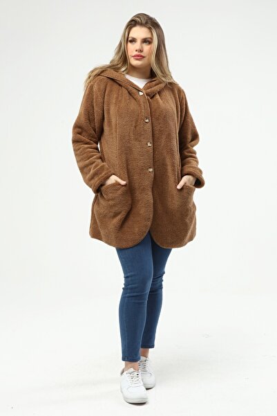 SENTEX Γυναικεία ζακέτα Camel με κουμπιά και τσέπες Welsoft