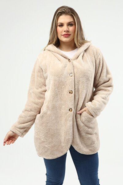 SENTEX Γυναικεία ζακέτα με κουμπιά και τσέπες Welsoft σε μπεζ χρώμα