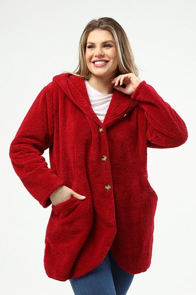 SENTEX Welsoft Buttoned Pocket Claret Red Women's Cardigan