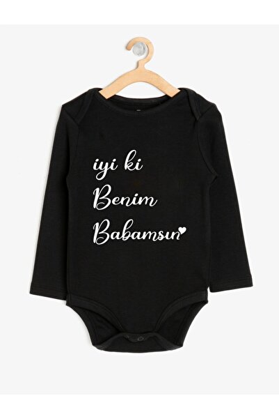 venüsdijital بدلة أطفال سوداء مطبوعة أنا سعيد لأنك والدي