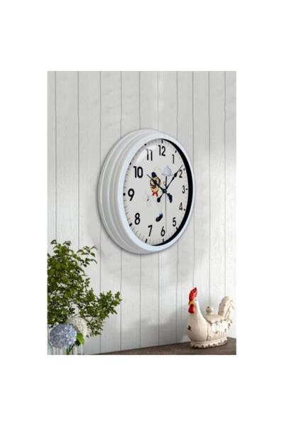 Bahat Ceas de Perete Bucătar Salon Birou Bucătărie Cadru Aluminiu Alb 40 Cm