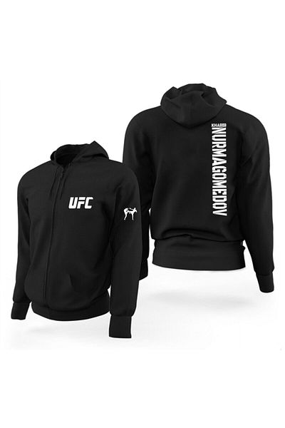 venüsdijital UFC Khabib Design Zippered 3 Thread Raised Fabric Hooded Sweatshirt
