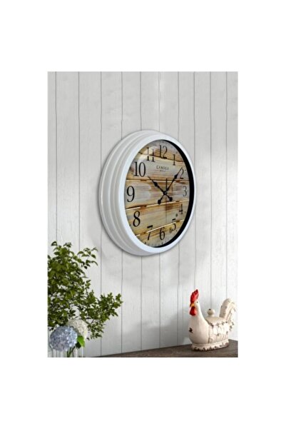 Bahat Living Room Office Wall Clock White Aluminum Metal Frame 40 cm