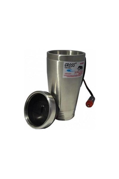 Gross 12 Volt Car Thermos Kettle Water Heater Thermos 500 Ml Chrome