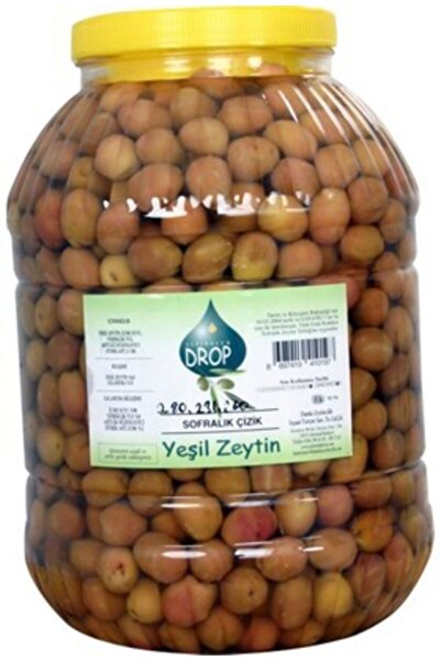 DROP ZEYTİN ZEYTİNYAĞI Edremit Yeşil Çizik Zeytin 5 Lik Pet Net: 3500 g