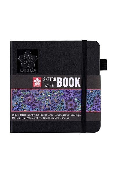 Sakura Sketch Book Black Paper 140g 80 Sheets 12x12cm