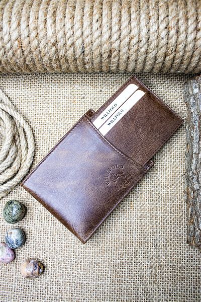 willpolo Мъжки портфейл Crazy Leather кафяв + картодържател от естествена кожа