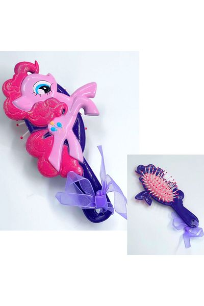 QUEEN AKSESUAR Cute Unicorn Pony Horse Pink Purple Children's Comb Hair Brush Opener Comb