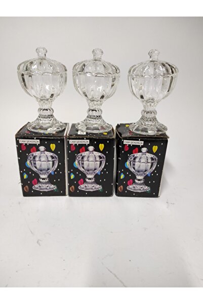 Menba Minicik 3'lü Cam Şekerlik-lokumluk-sunumluk