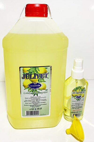 JÜLİYET 1 Adet 5 Lt 80' Limon Çiçeği Kolonyası 100 ml Dolu Sprey Hediye