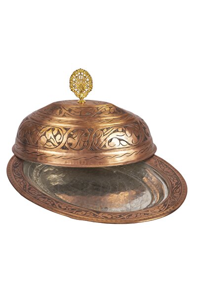 DMT COPPER HOME Dmt Gaziantep Copper Embroidered Presentation Plate Width 30 cm Height 10.5 cm Weight: 1.1 kg