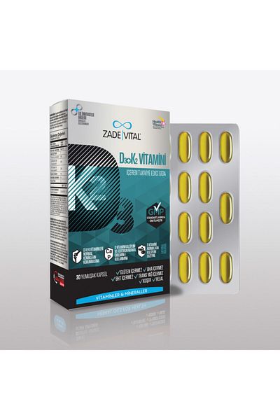Zade Vital Vitamin D3 K2 1 Box of 30 Capsules