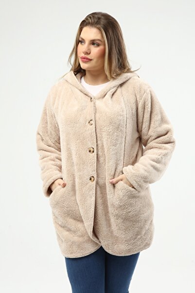 SENTEX Γυναικεία ζακέτα με κουμπιά και τσέπες Welsoft σε μπεζ χρώμα