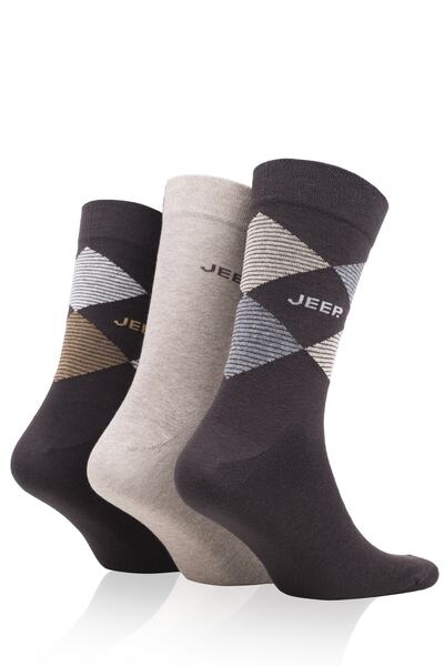 Jeep Pamuklu Baklava Desenli Kahverengi Erkek Pantolon Çorabı