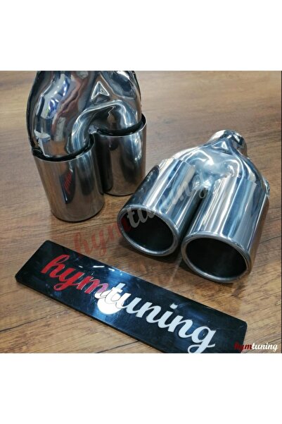 HYM TUNİNG 76lık Çift Çıkış Egzoz Ucu, Düz Ağız, 76mm