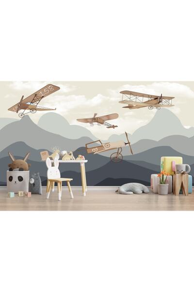 adalidekor Uçak Desenli Çocuk Odası Duvar Kağıdı