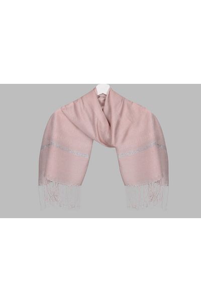 ARMANDA Powder-Silver Glitter Striped Shawl