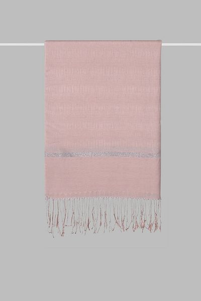 ARMANDA Powder-Silver Glitter Striped Shawl