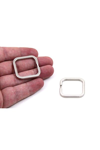 yfhobi 5 Adet - 30x30 Mm Nikel Kaplama Kare Anahtarlık Halkası