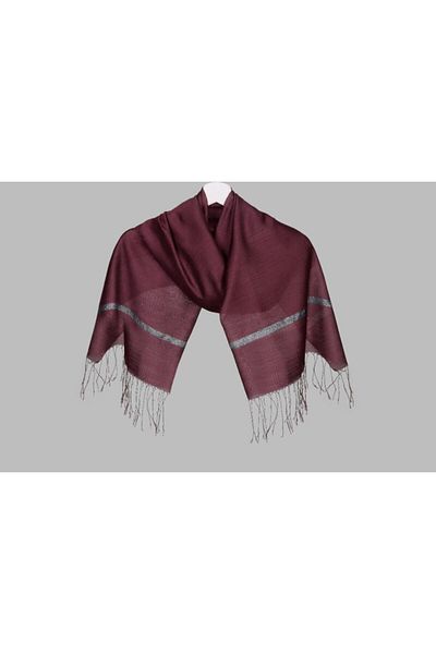 ARMANDA Glitter Striped Shawl - Burgundy-silver