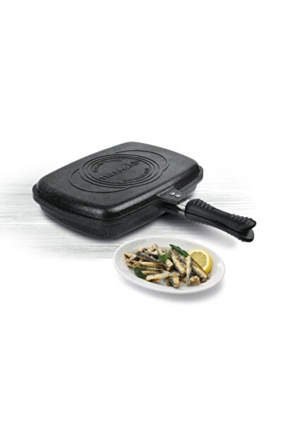 ThermoAD Alüminyum Döküm Granit Çift Taraflı Mıknatıslı Ikiz Balık Tavası 34 ...