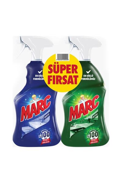 Marc Banyo Ve Mutfak Temizleyici Yağ Çözücü & Kireç Sökücü Sprey 2'li Set (2x750 Ml)