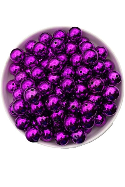 Hedef Bijuteri 16 ملم خرز بلاستيكي معدني لامع باللون الأرجواني، مجوهرات معدني...