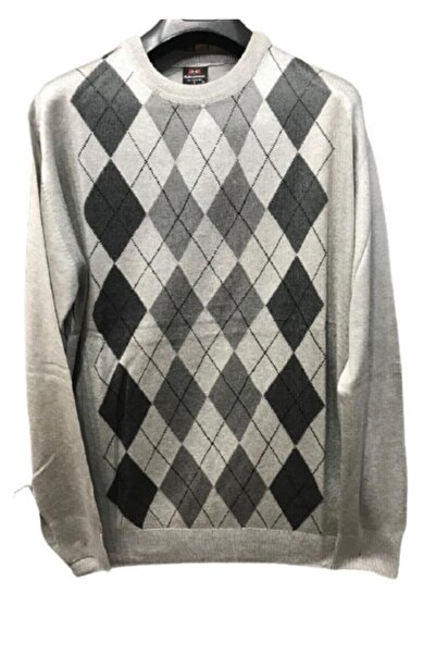 NACAR STORE Men's Patterned Thin Wool Knitwear Crew Neck Dad Sweater