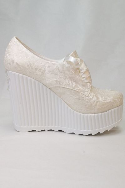 Berush Bride Seria 517 Pantofi de mireasă cu toc pană și dantelă