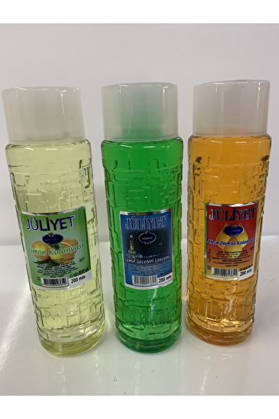 JÜLİYET 3 Adet Cam Şişe 200 Mle Limon+izmir Geceleri+altın Damla