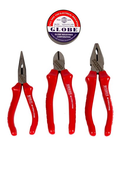 İzeltaş 180mm Pense, 160mm Yankeski Ve Kargaburun+ 1 Adet Globe Izole Elektri...