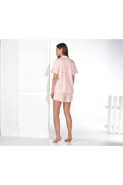 Sevim Kadın Pudra  Düğmeli Şort Takım