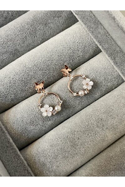 denizden silver Manolya Çiçeği Gümüş Küpe - Çift