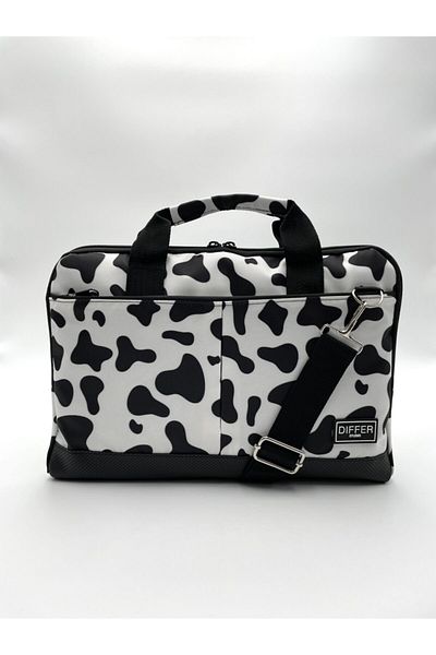 Differ Studio 17'' Inch Cow Patterned Unisex Water Resistant Laptop/Macbook/notebook/computer/briefcase with Strap