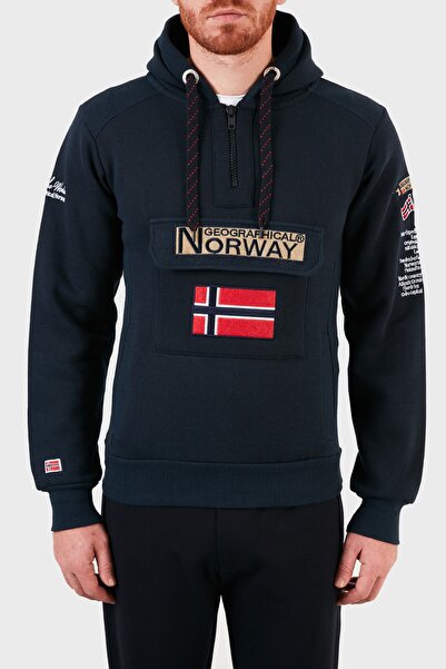 Norway Geographical مقنعين نصف سحاب العرق في الهواء الطلق الرجال Sweat Gymcla...